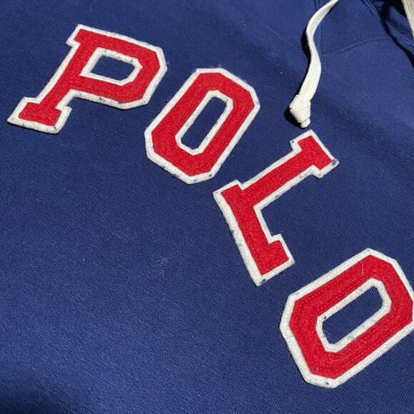 Polo by Ralph Lauren Navy Blue Hoodie with Red Lettering - Picture 3 of 7